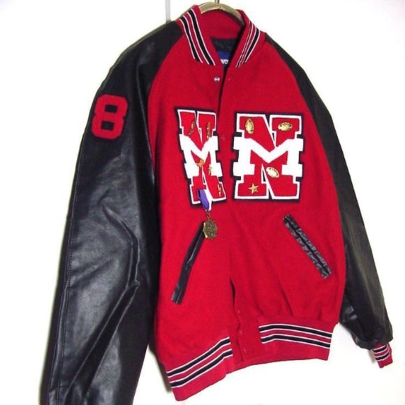 Holloway Jackets & Coats Vtg Holloway Red Black Leather Wool